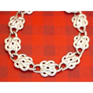 Vintage Silver Tone Celtic Choker Bib Necklace 18 Inches, Anne Klein - O30